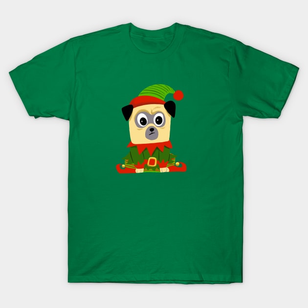 Christmas elf pug dog T-Shirt by Chill Studio